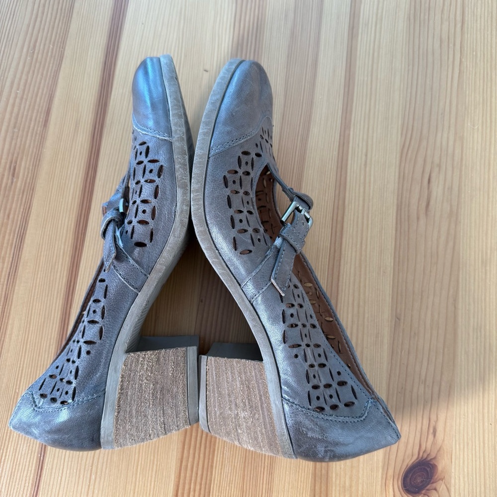 MJUS Luman Leather Laser Cut Mary Jane Shoes Block Heel 40 - Picture 7 of 11